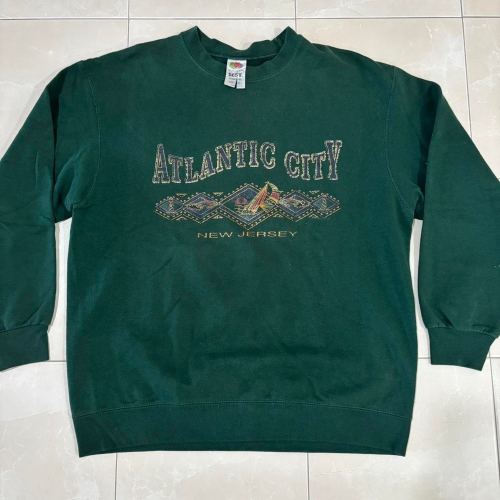 Vintage Atlantic City New Jersey sweatshirt Crewneck sweater green Y2K 90s